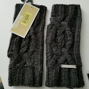 Michael Kors cable knit fingerless gloves charcoal